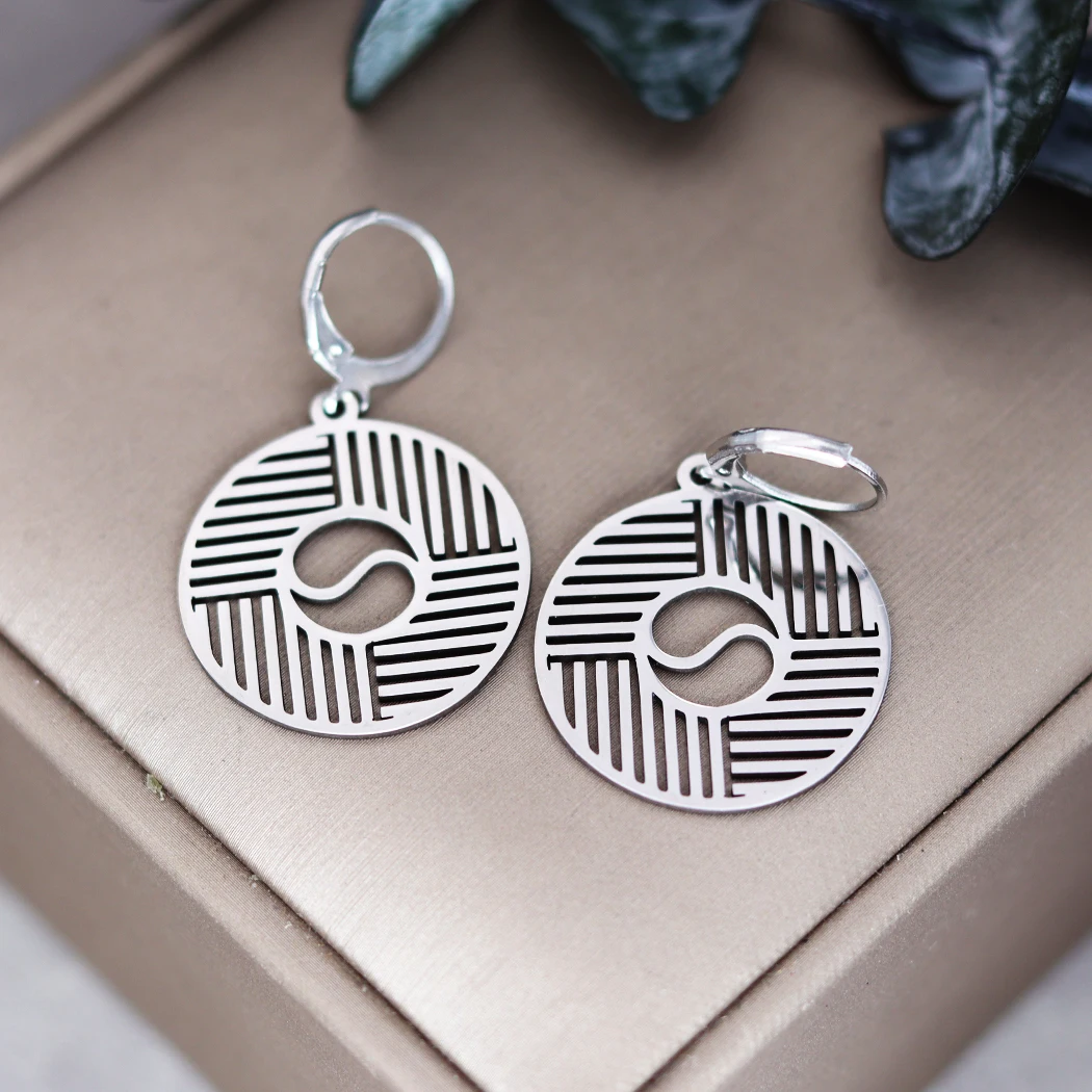 Chandler Stainless Steel Yin Yang Mandala Earrings Dainty Karma Pendant Earrings Spiritual Jewelry Yin Yang Symbol Gift