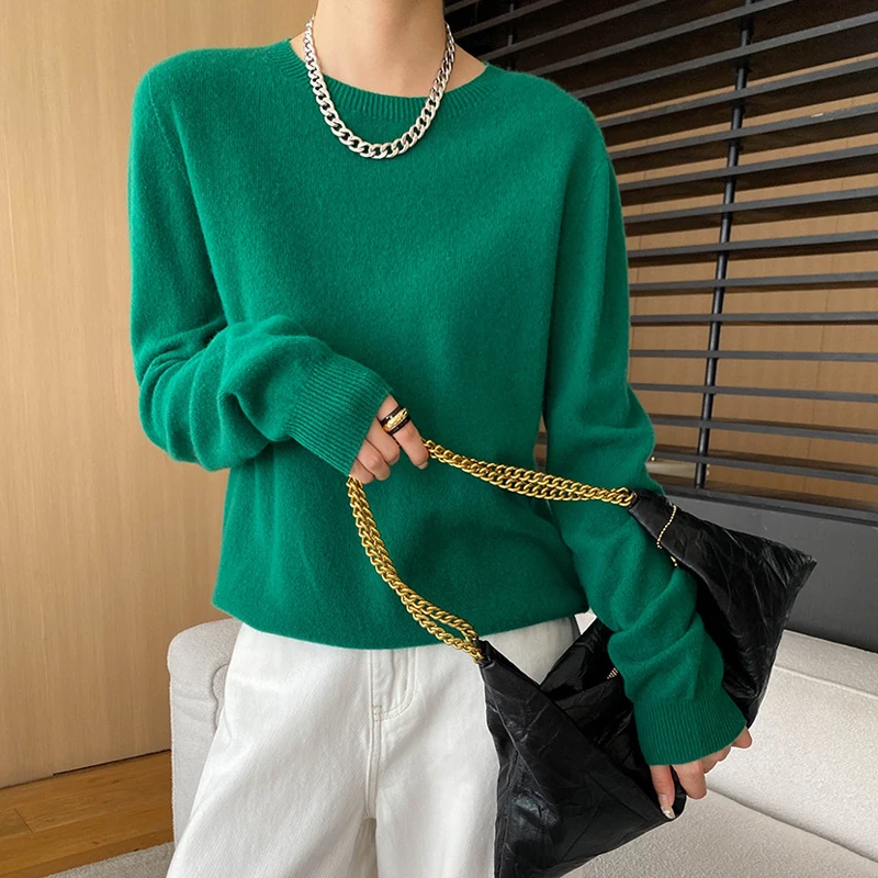 2024 High Quality Autumn Women Loose Style Wool Sweater Thin Basic Pullovers Fleece Clothes Tops For Women Sweater Pull Femme