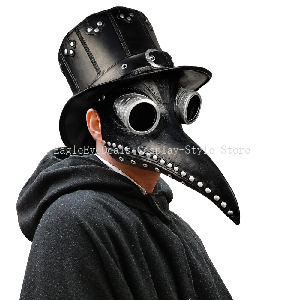 Plague Doctor Bird's Beak Steampunk Mask Hat Halloween Cosplay Accessories Festival Burlesque Performances Plays Party Spoof