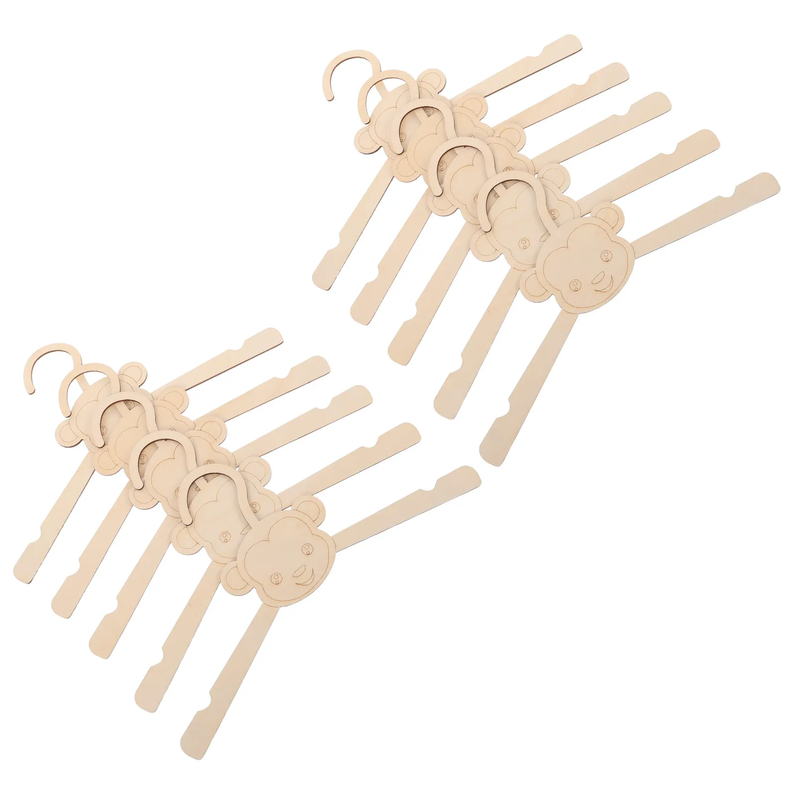 10Pcs Kids Wooden Animal Shaped Hangers Monkey Design Rounded Edges Nursery Clothes Holder Baby Closet Organizer Wooden Baby