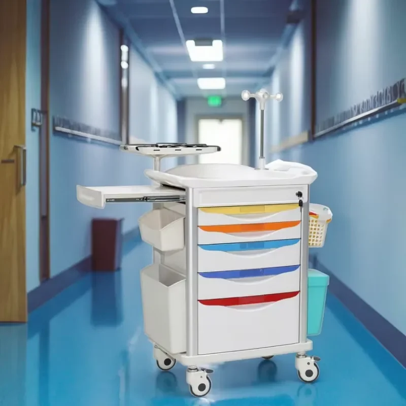 Rough terrain modern hospital hotel medical trolley anti-lock braking system practical shelving all terrain wheels weathering