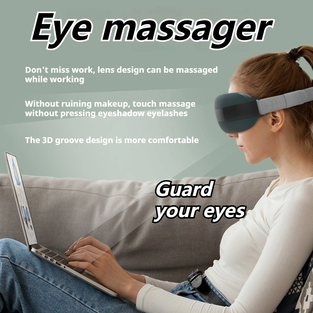 Oyeal Eye Massager with Heat, Bluetooth Heated Eye Massager for Migraines Relief with Vision Window Music, Soothing Eye Care