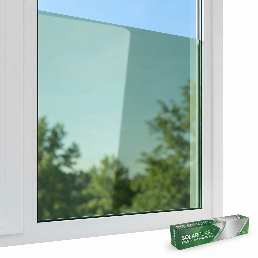 Green Silver Static Cling Window Film Heat & UV Blocking One-Way Daytime Privacy Mirror Tint Reusable No Glue Glass Sticker