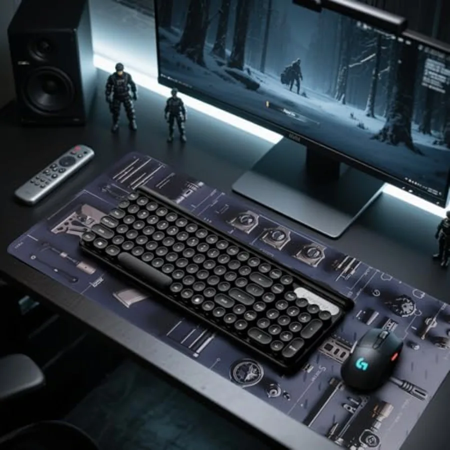 لوحة ماوس ألعاب كبيرة ذات طابع عسكري، حصيرة مكتب عرض تروس تكتيكية رائعة لملحقات الكمبيوتر ولوحة المفاتيح وديكور الطاولة