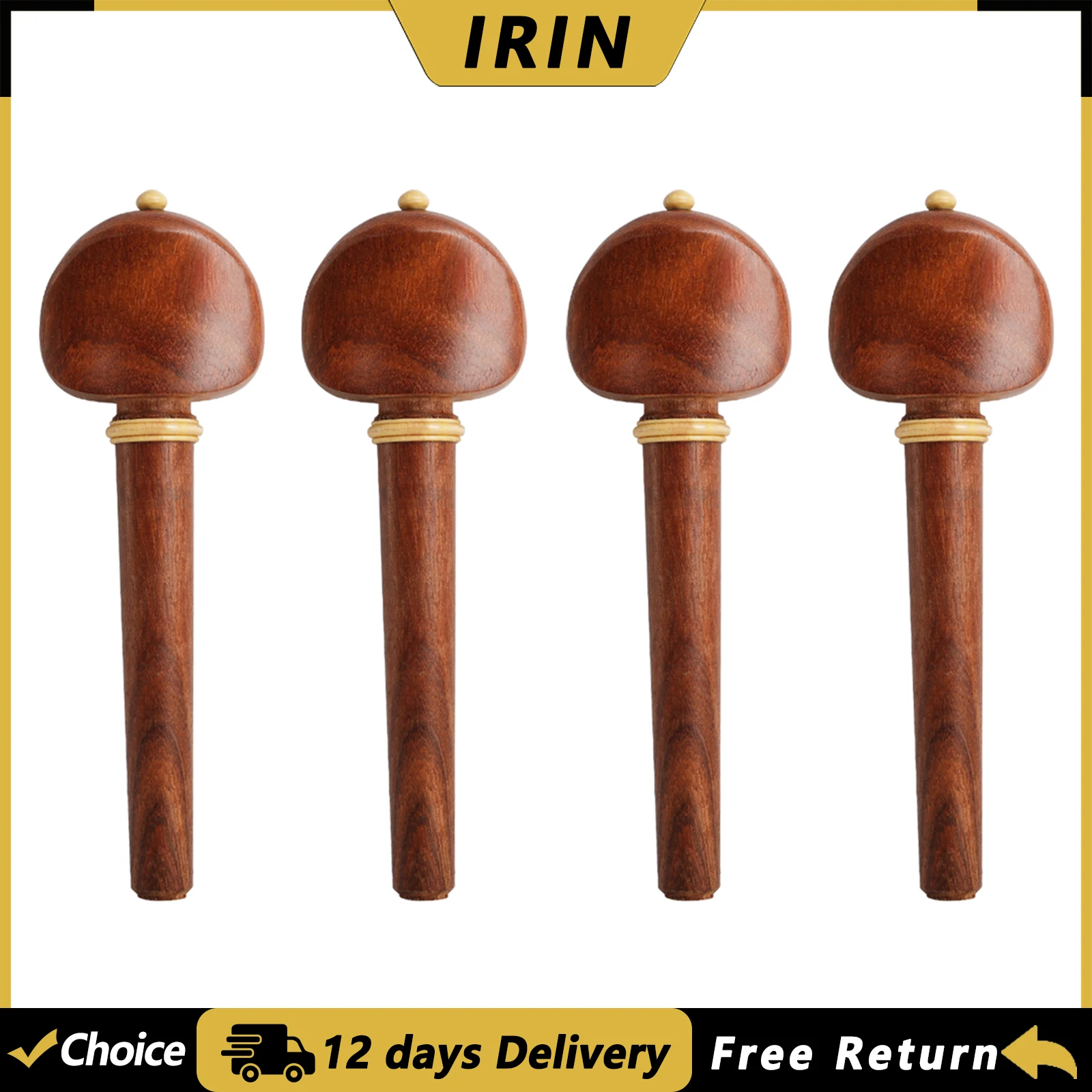  IRIN Cello Tuning Pegs Rosewood Carved Cello String Shafts Tuning Pegs 4 Pcs/Set Professional Stringed Instrument Accessories