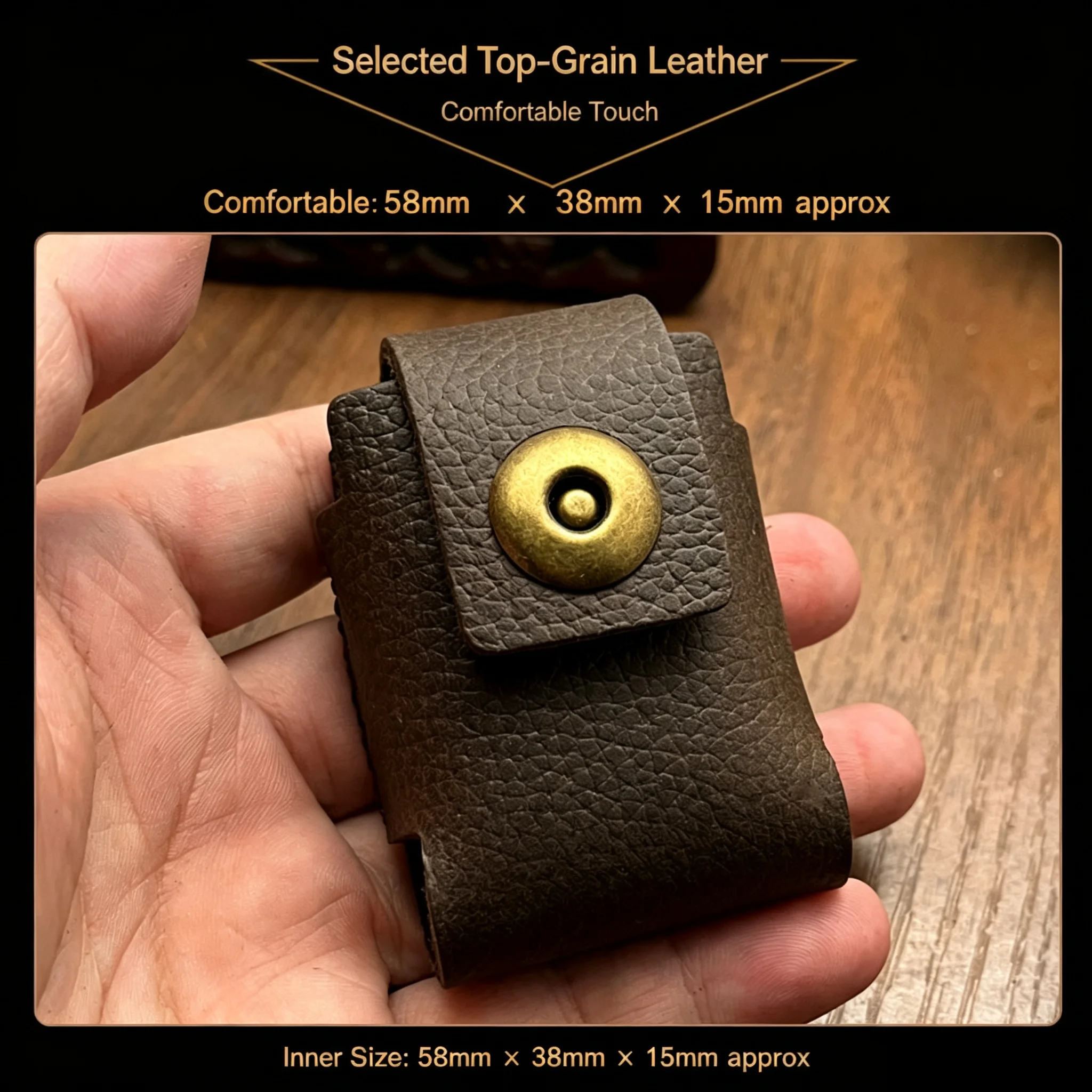 Genuine Leather Lighter Case Pouch Holder Magnetic Handmade Retro For Zippo Zorro Standard Lighter Pocket Protective Men Gift view 6
