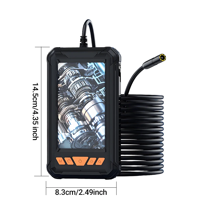 8mm Industrial Endoscope 4.3 In IPS Screen HD1080P Pipe Sewer Inspection Borescope IP67 Waterproof With 2600mAh For Car