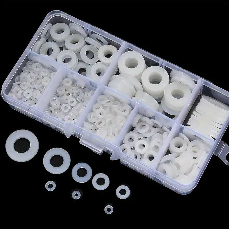 500pcs M2.5 M3 M4 M5 M6 M8 M10 M12 White Black Plastic Nylon Flat Washer Plane Spacer Insulation Gasket Ring For Screw Bolt