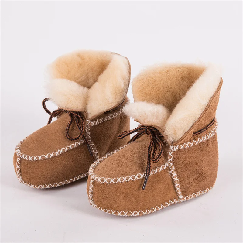 

Baby Suede Thick Warm Shoes Infant Winter Plush Fur Booties Girls Unisex Sheepskin Baby Boy Floor First Walkers