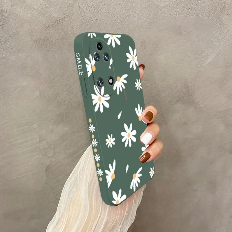 Funda de teléfono con margaritas lisas, carcasa de silicona líquida para Huawei P40, P50, P30, P20 Pro Lite, Nova 5t, Y7A, Mate 40, 30, 20 Pro Lite