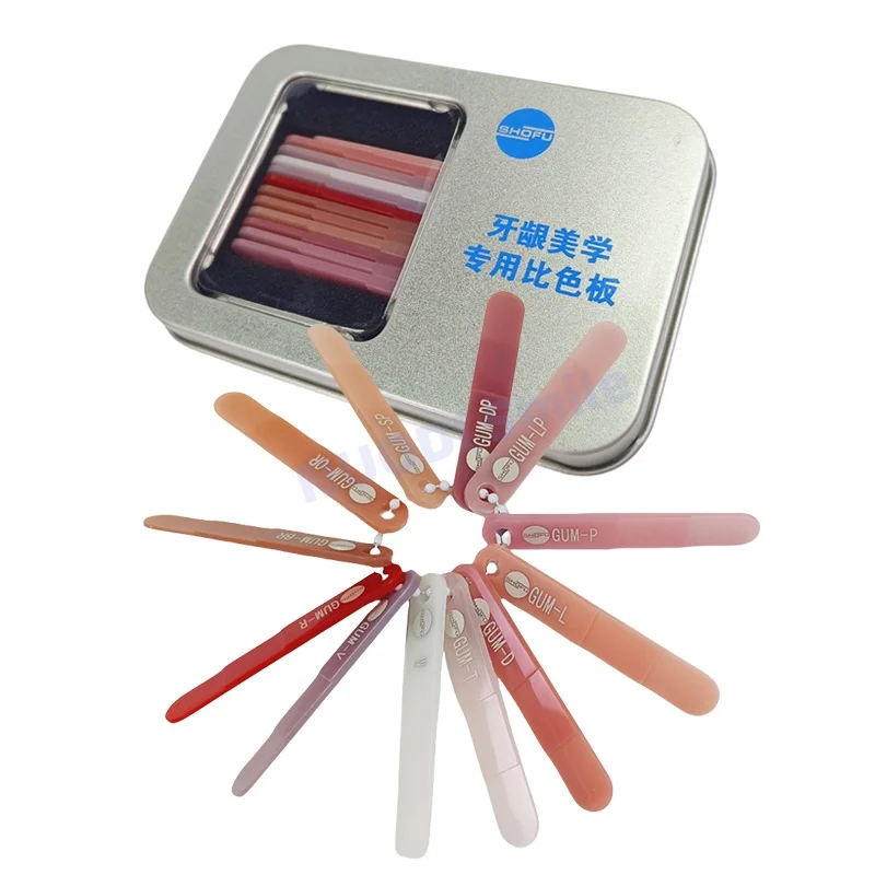 

12Colors SHOFU Aesthetic Dental Gingival Color Shade Guide Indicator 12-Color Set Gum Gingival Colorimeter Dentistry Lab Tool