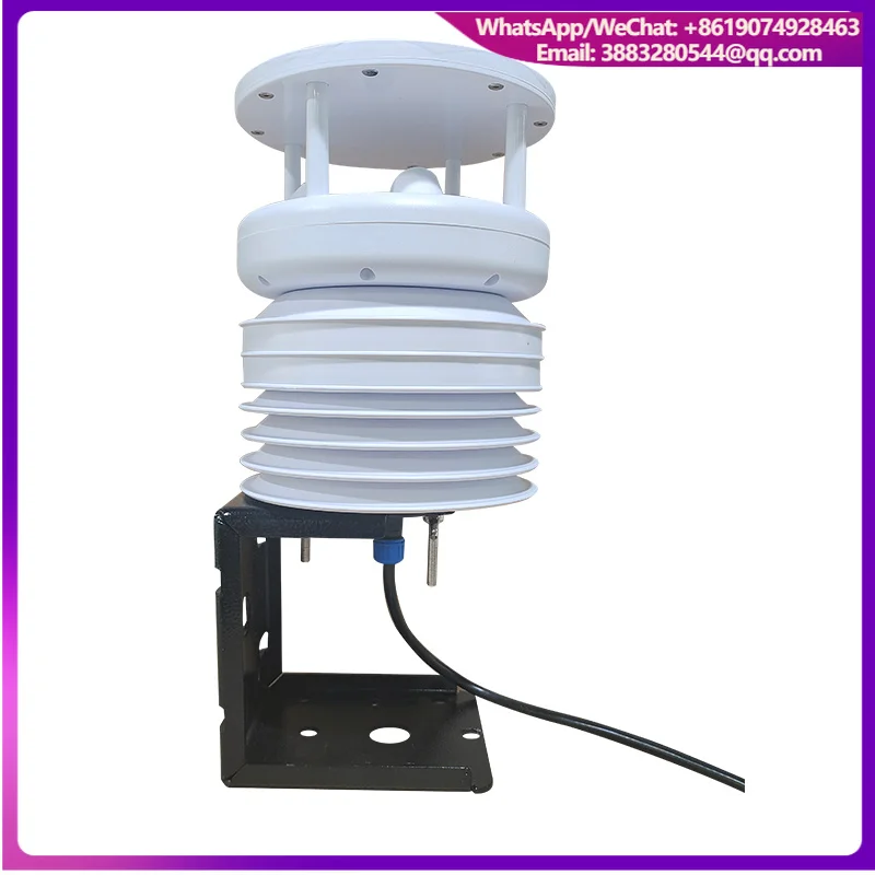 Compact Solar Powered Agriculture Rs485 Weather Station 6 Elements Ultrasonic Air Temperature Pressure And Wind Vane Anemometer