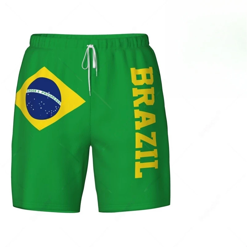 Fashion Brazil Flag Beach Shorts Summer Casual Men Women 3D National Emblem Printed Short Pants Loose Quick Dry Swim Trunks