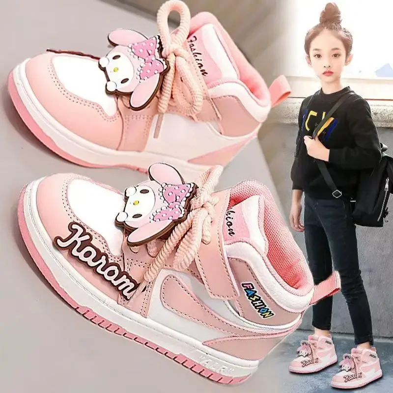 Sweet Kuromi Anime Kawaii Sanrio Fashion Board Shoes Spring Autumn Cute My Melody Children Student Casual Sneakers Gifts for Kid