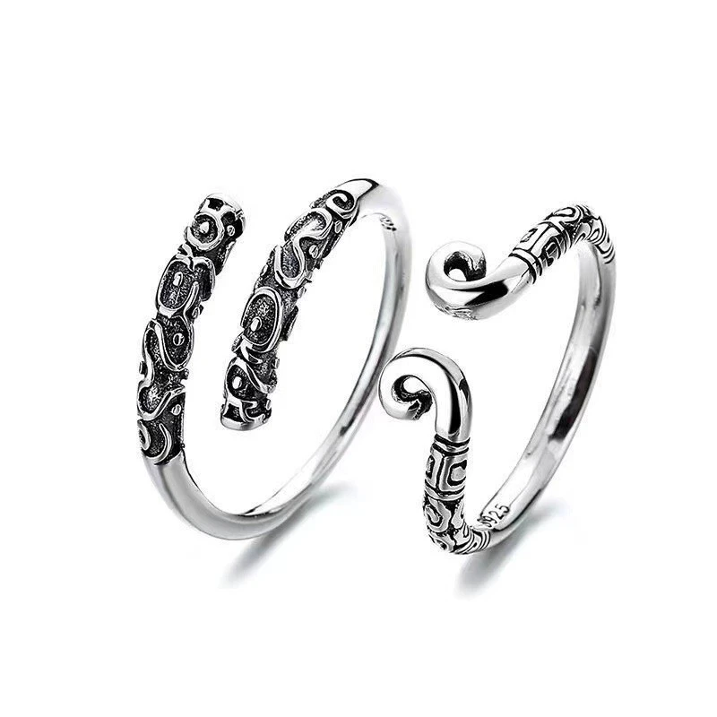 Monkey King Golden Hoop Couple Ring Set Open Adjustable Matching Rings for Women Men Journey Jewelry Gift