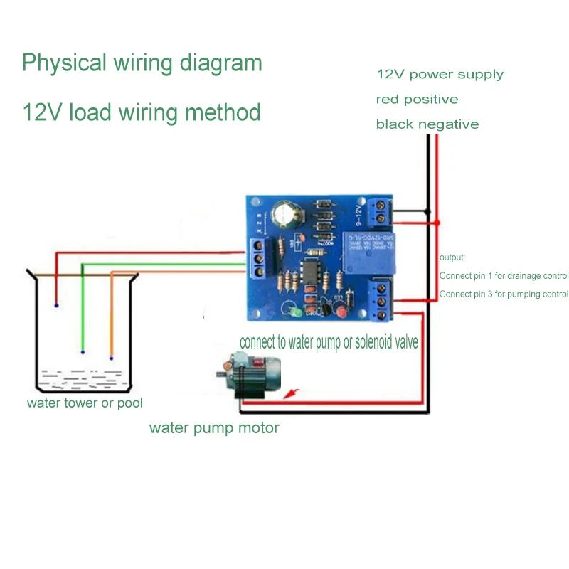 9V-12V Liquid Water Level Controller Sensor Automatic Pumping Drainage Water Level Detection Water Short Protection Pump Control