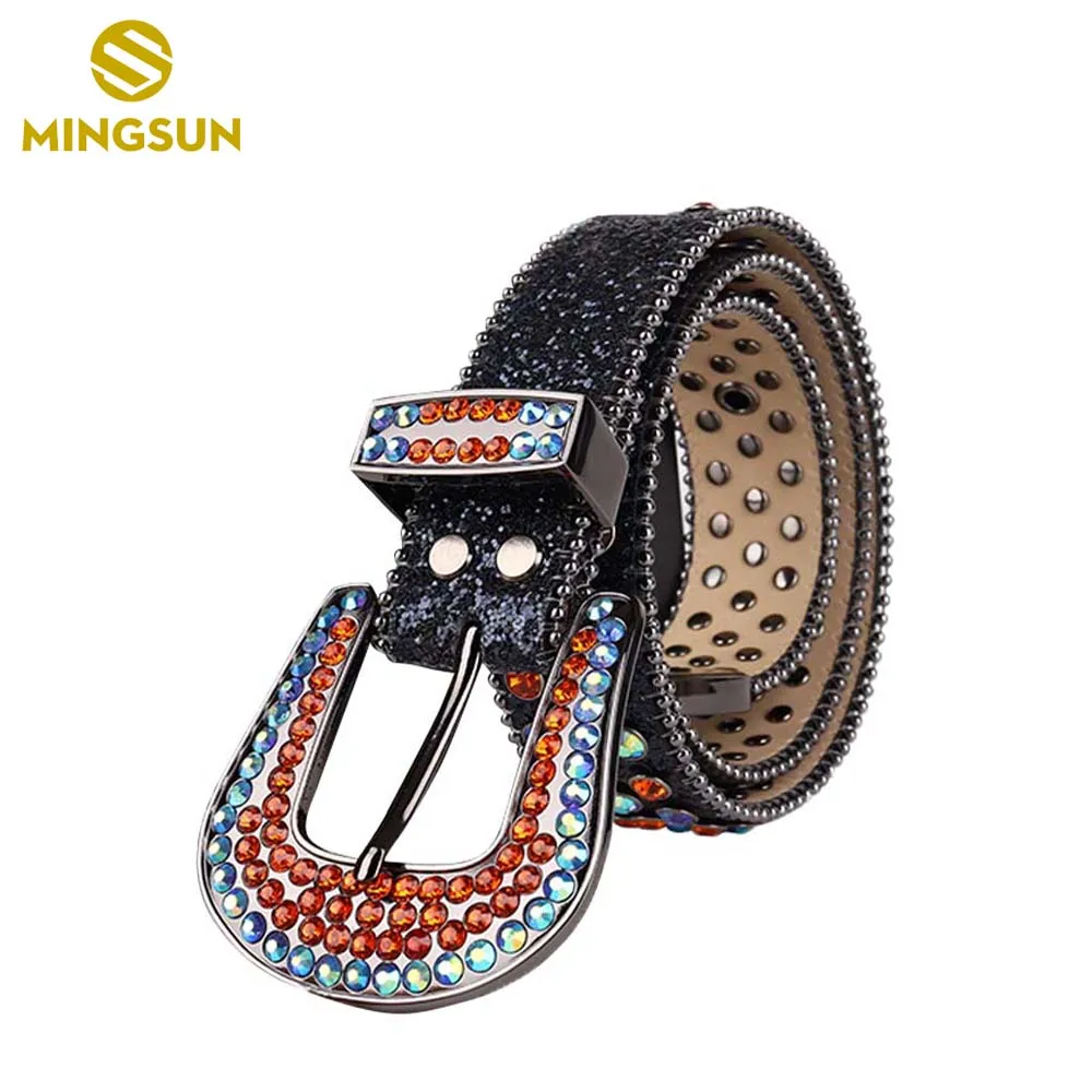 

Western Men Cowboy Diamond Studded Belt Luxury Designer Brand Black Belts For Women Jeans Leather Belt Buckle Cinto Masculino