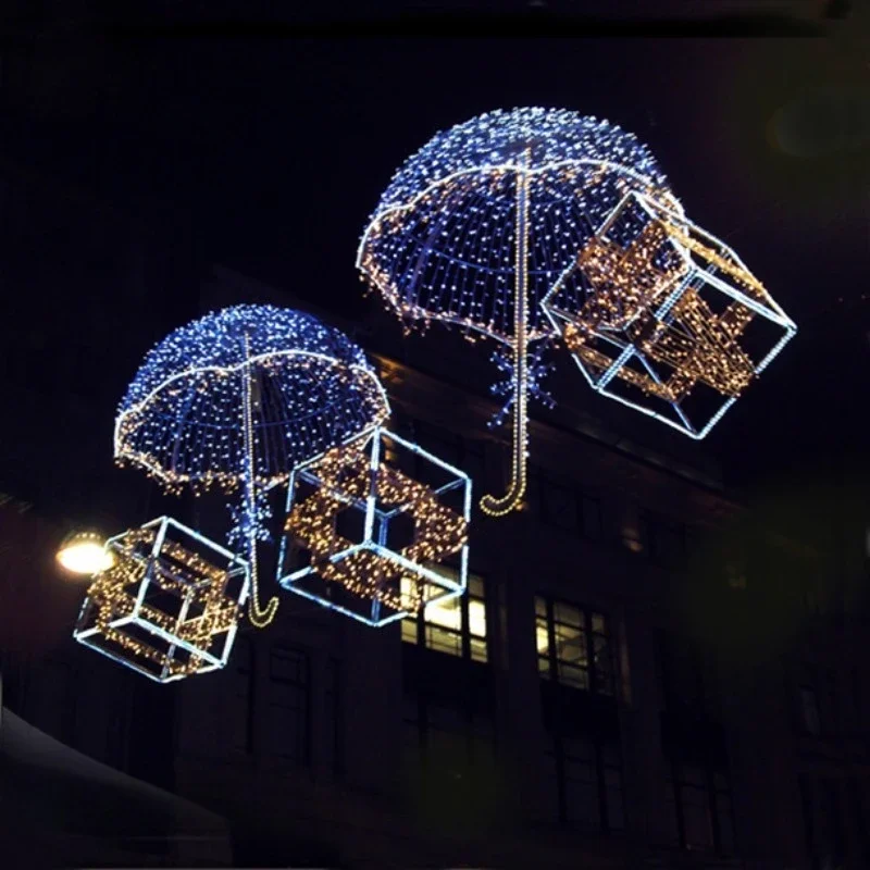Christmas Umbrella Decoration with Light Emitting Diode Light Waterproof Street Light Outdoor Activities IP65 Warm White