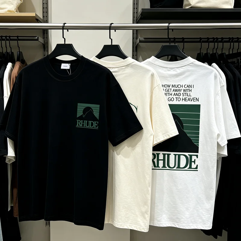New RHUDE T-shirt Summer Men Women High Quality Leisure Letter Logo T Shirt Fast Delivery