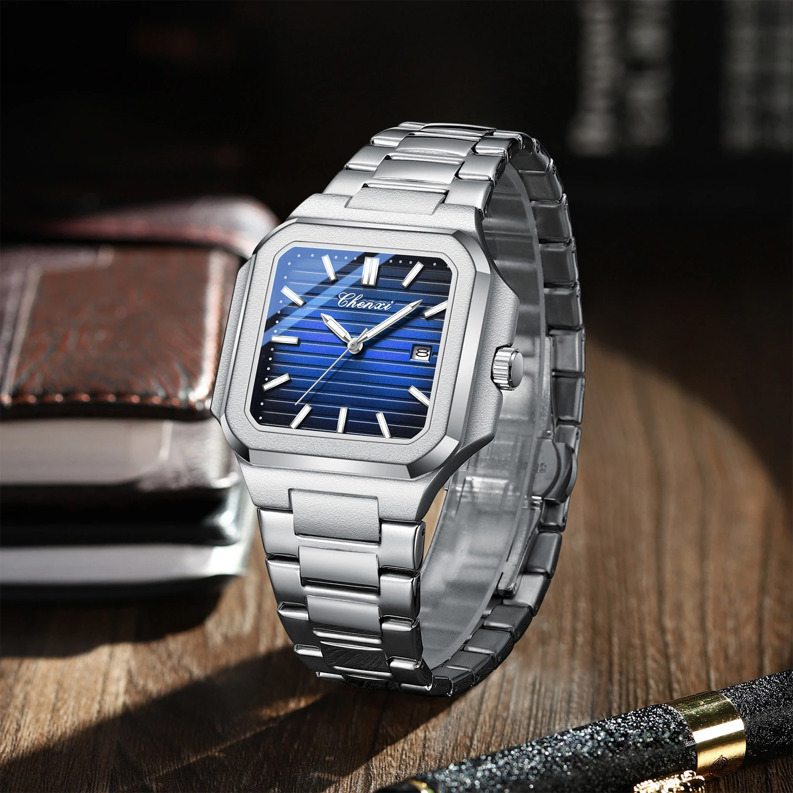UTHAI CQ419 Fashionable Men watch square business waterproof luminous quartz watch light luxury clock gift，watches for man