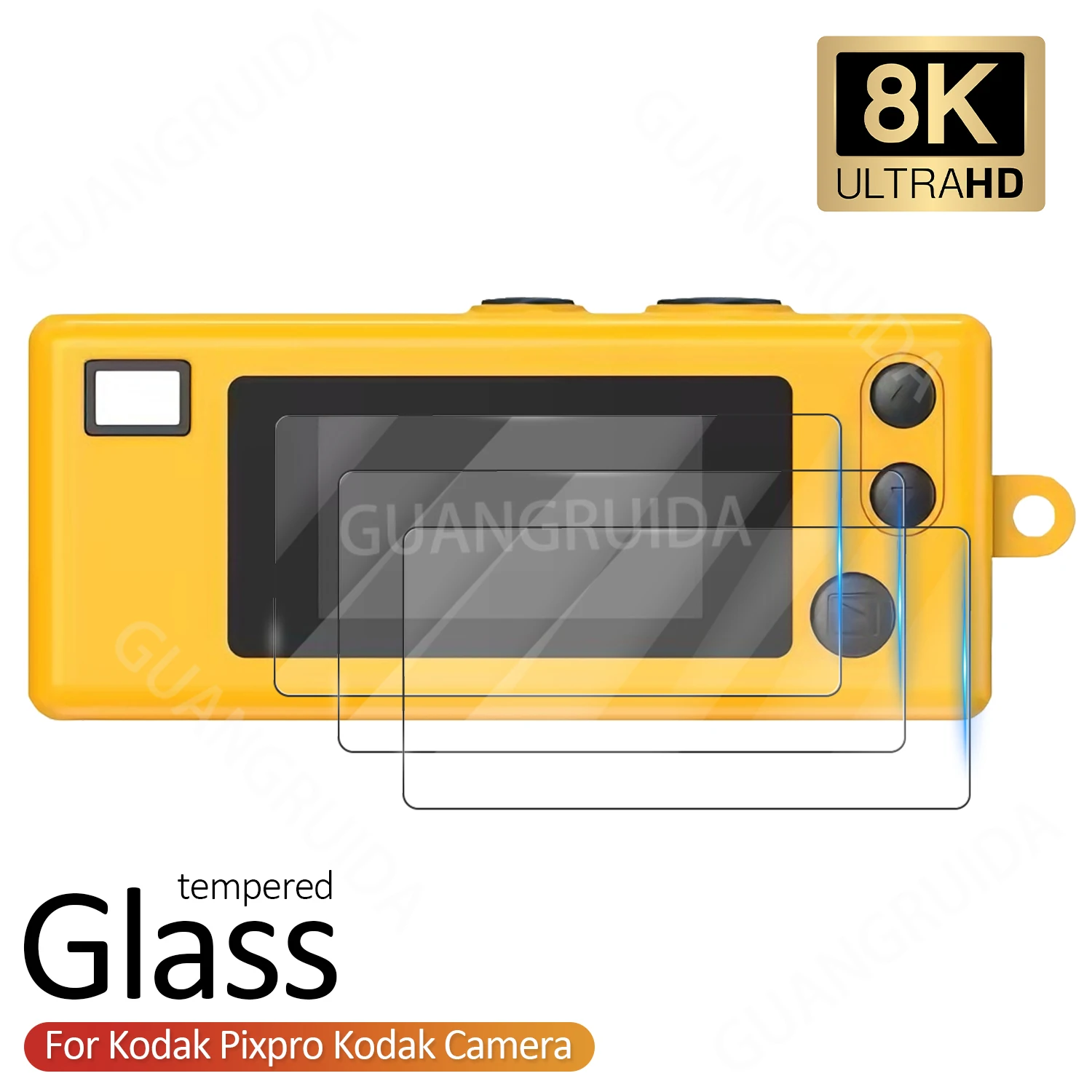 Glass for Kodak Pixpro Camera Screen Protector Tempered Glass 8K Ultra HD Clear Protective Film for Kodak Keychain Camera 2PCS