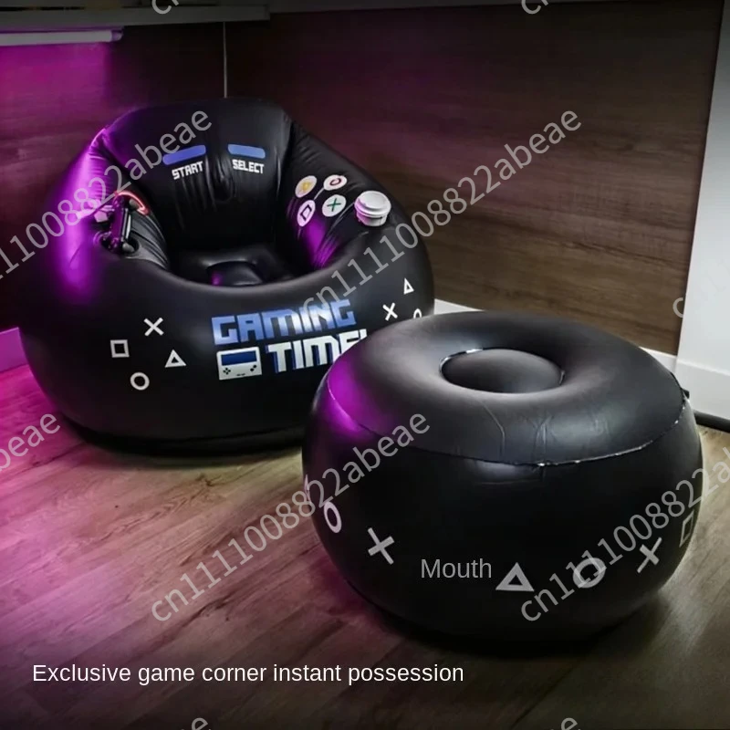 Pvc Gaming Inflatable Circular Sofa Chair, Creative Internet Cafe Game Hall Backrest Chair Lazy Music Festival with Letter Sofa