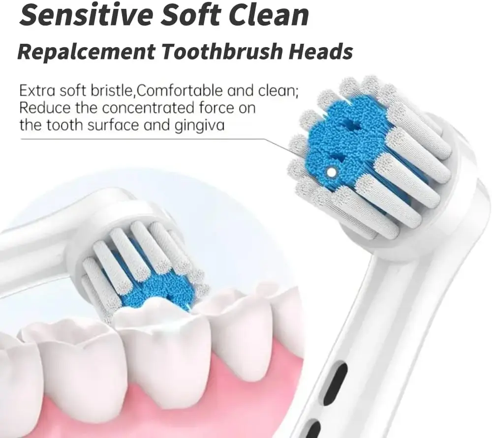 매우 부드러운 강모 교체 브러시 헤드, 브라운 구강 B 전동 칫솔, 잇몸 케어, 민감한 깨끗한 칫솔 노즐
