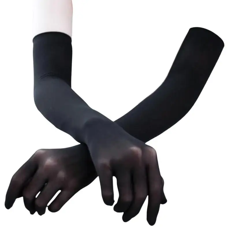 1 Paar hochelastische, enge Strumpfhandschuhe aus festem Nylon, ultradünn, nahtlos, sexy Handschuhe, lang, Sonnenschutz für Frauen, Tanzparty – Detail 9
