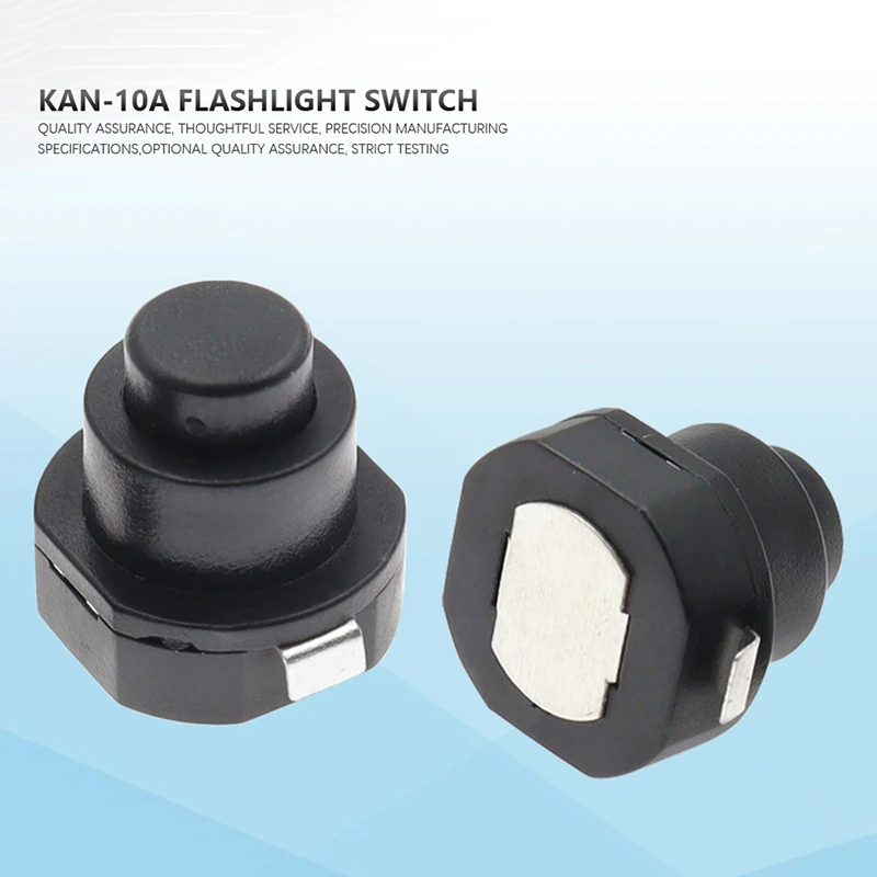 

10Pcs Push Button Switch 10X11 250V 1A Flashlight Switch Black Round Lock Flashlight Button Switch ON-OFF