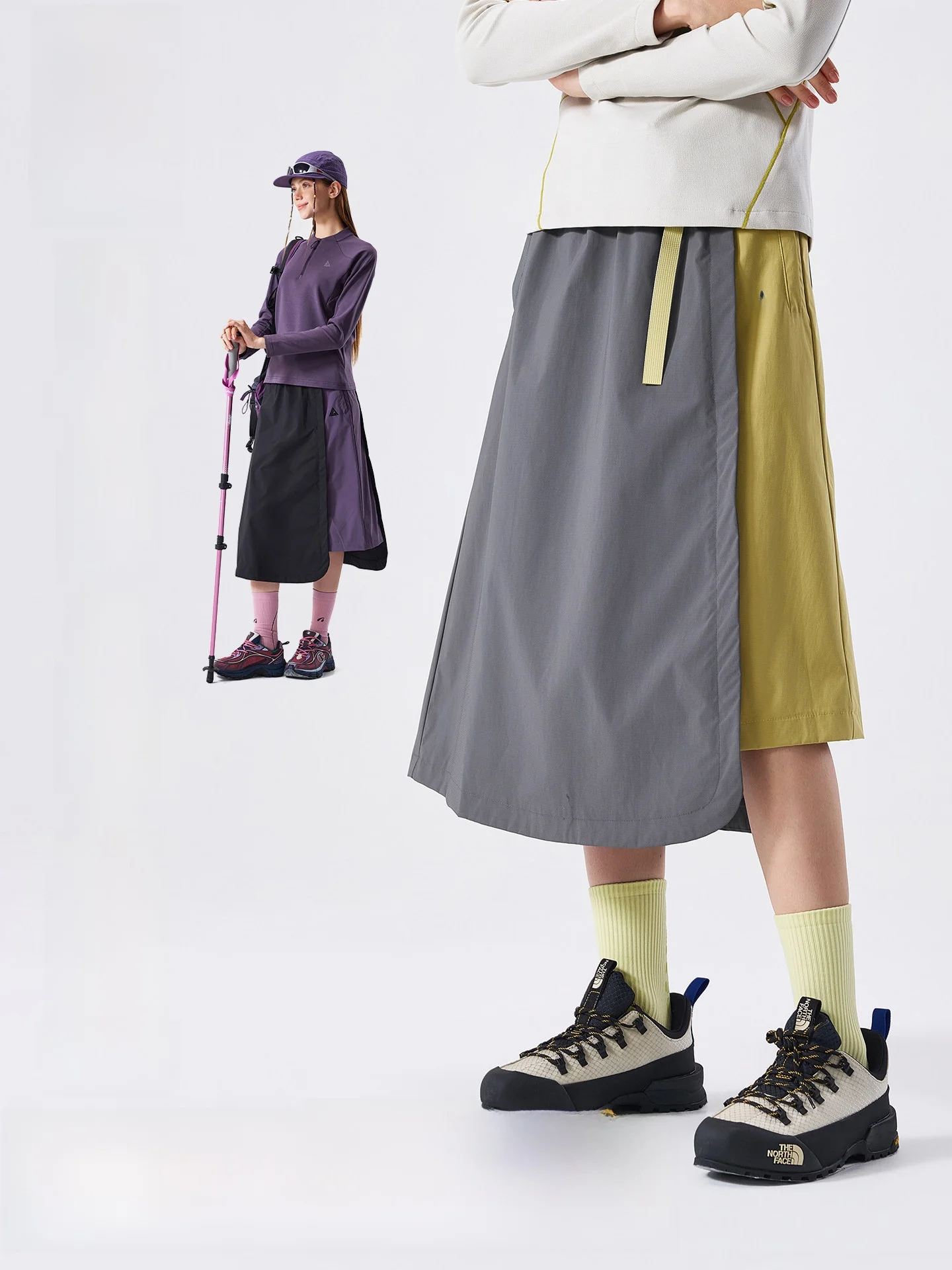 LAZY DAY TFLON Three-Quarter Length Waterproof Half Skirt for Women Mountain Climbing Hiking Sport A-Line Skirt Polyester Fiber