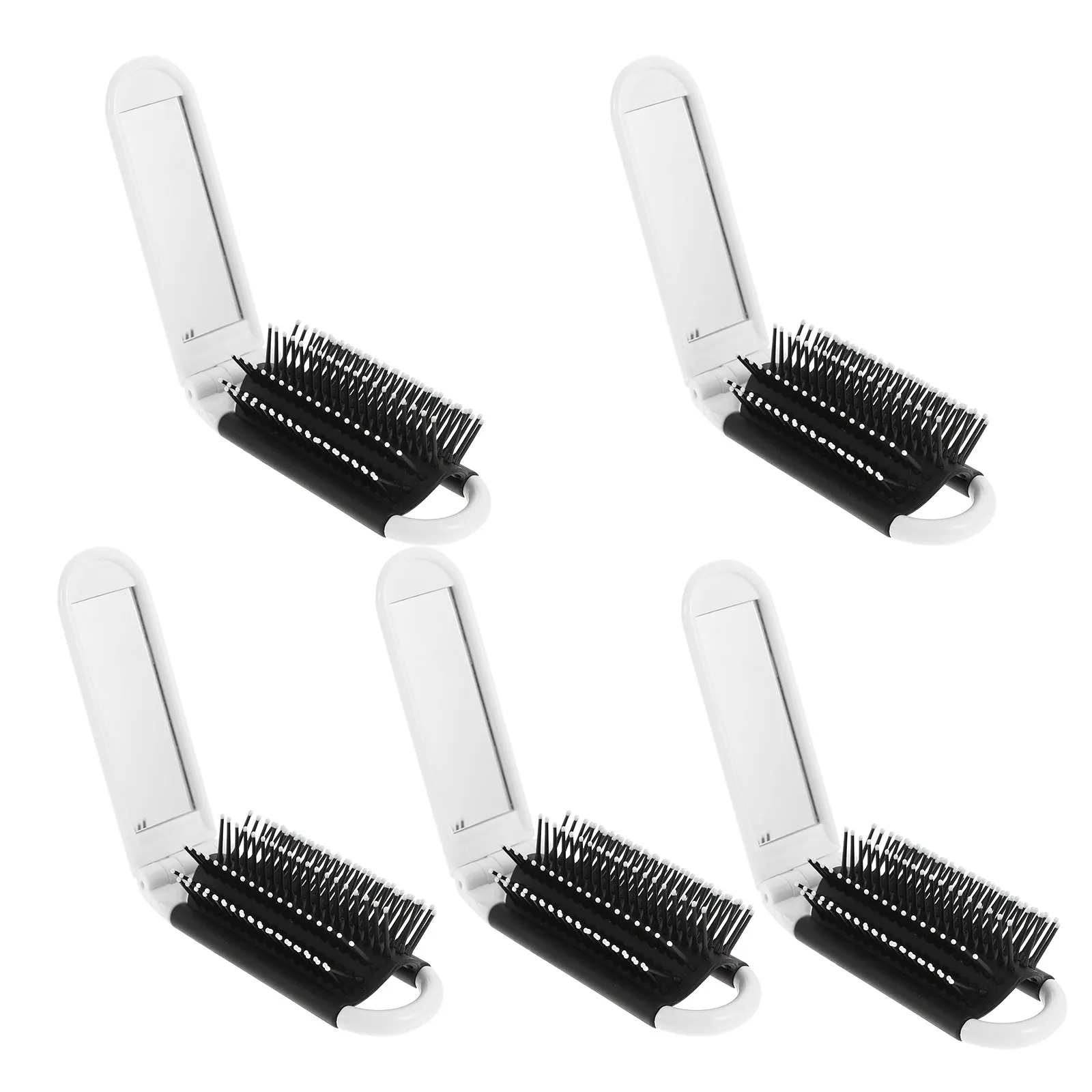 

5Pcs Portable Foldable Hair Comb with Mirror Detangling Compact Travel Comb Ergonomic Handle Mini Hairdressing Styling Tool
