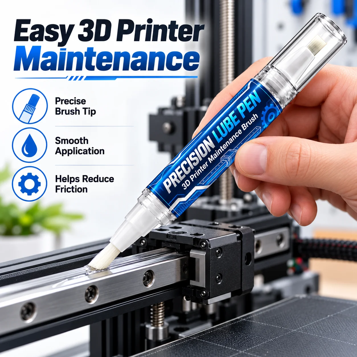 3D Printer Oil Pen, Precision Lubrication Brush for Linear Rails, Lead Screws & Bearings, Smooth Motion Printer Maintenance Tool