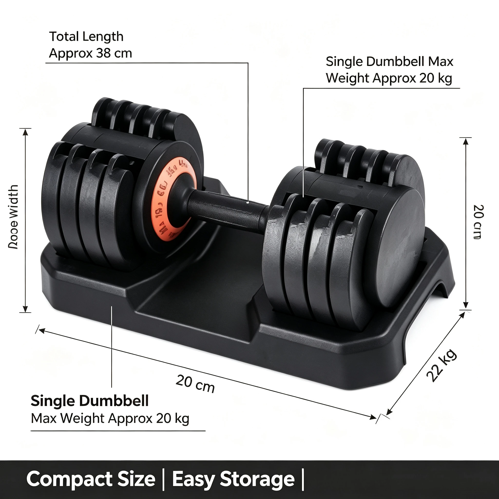 Twist Lock Adjustable Dumbbell Multi-Grade Quick Weight Adjust Commercial Home Gym Strength Training Storage Processing