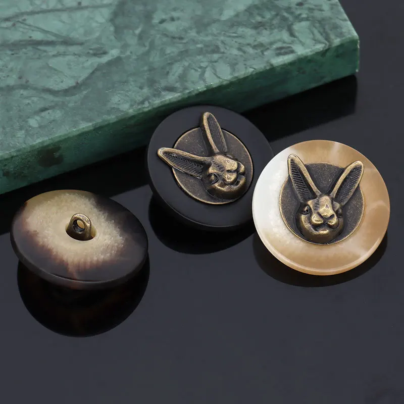 10 pièces pour vêtements chapeaux sacs à dos couture Textile décoration 25mm Vintage cuivre tête de lapin boutons