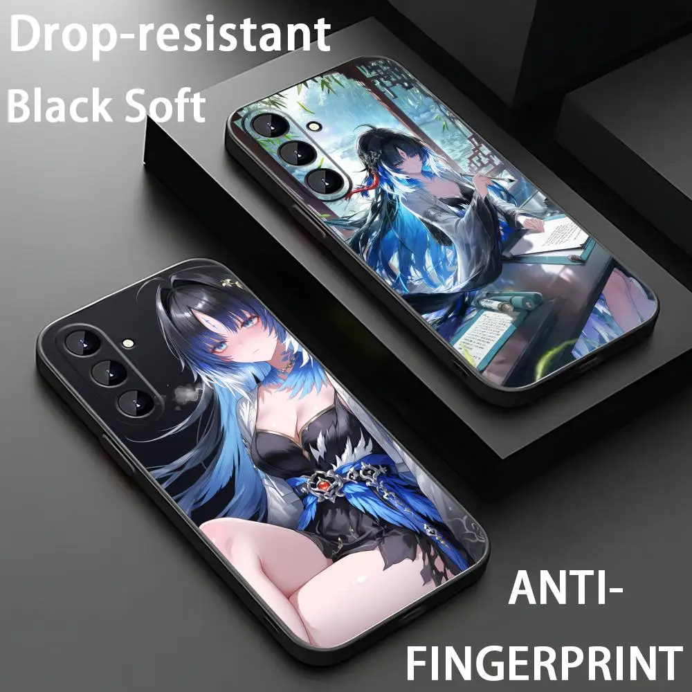 Wuthering Waves Yangyang Phone Case For Samsung Galaxy S26 S25 S24 S23 S22 S21 Plus Ultra Note20 Soft Black