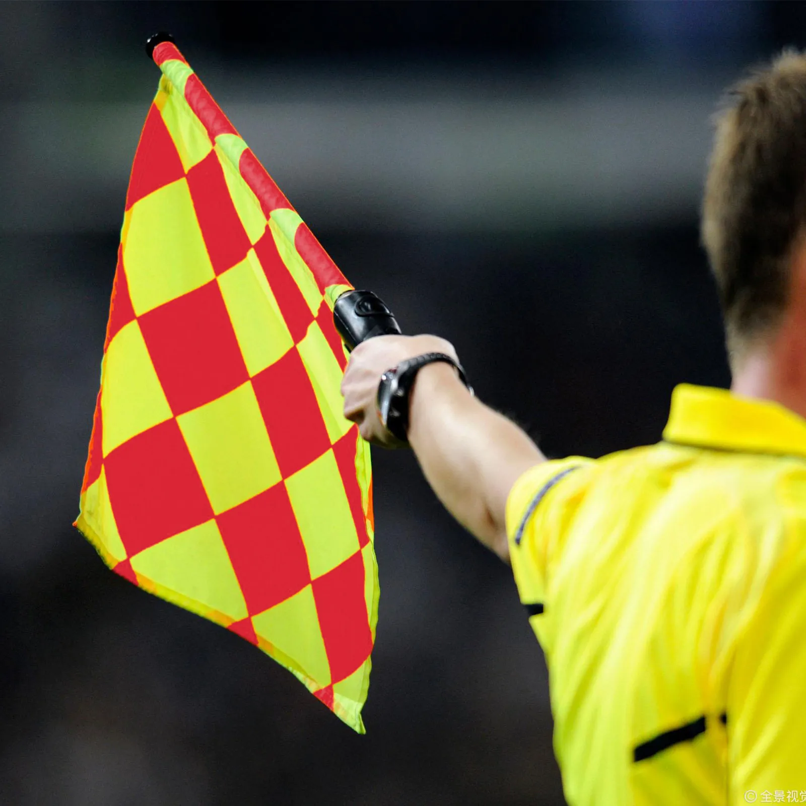 Hand Flag Mini Flag with Plastic Handle Waterproof Cloth Red Yellow Small Square Pattern Football Judge for Sports Fans