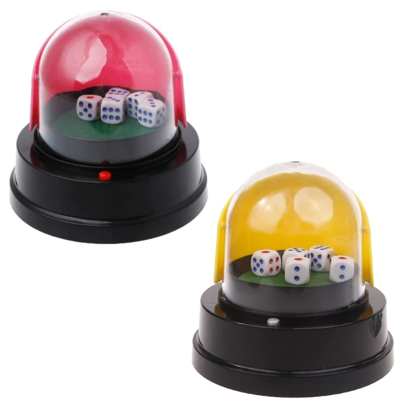 Automatic Dice Roller Cup Battery Powered Pub Bar Party Game for Play With 5 Dic