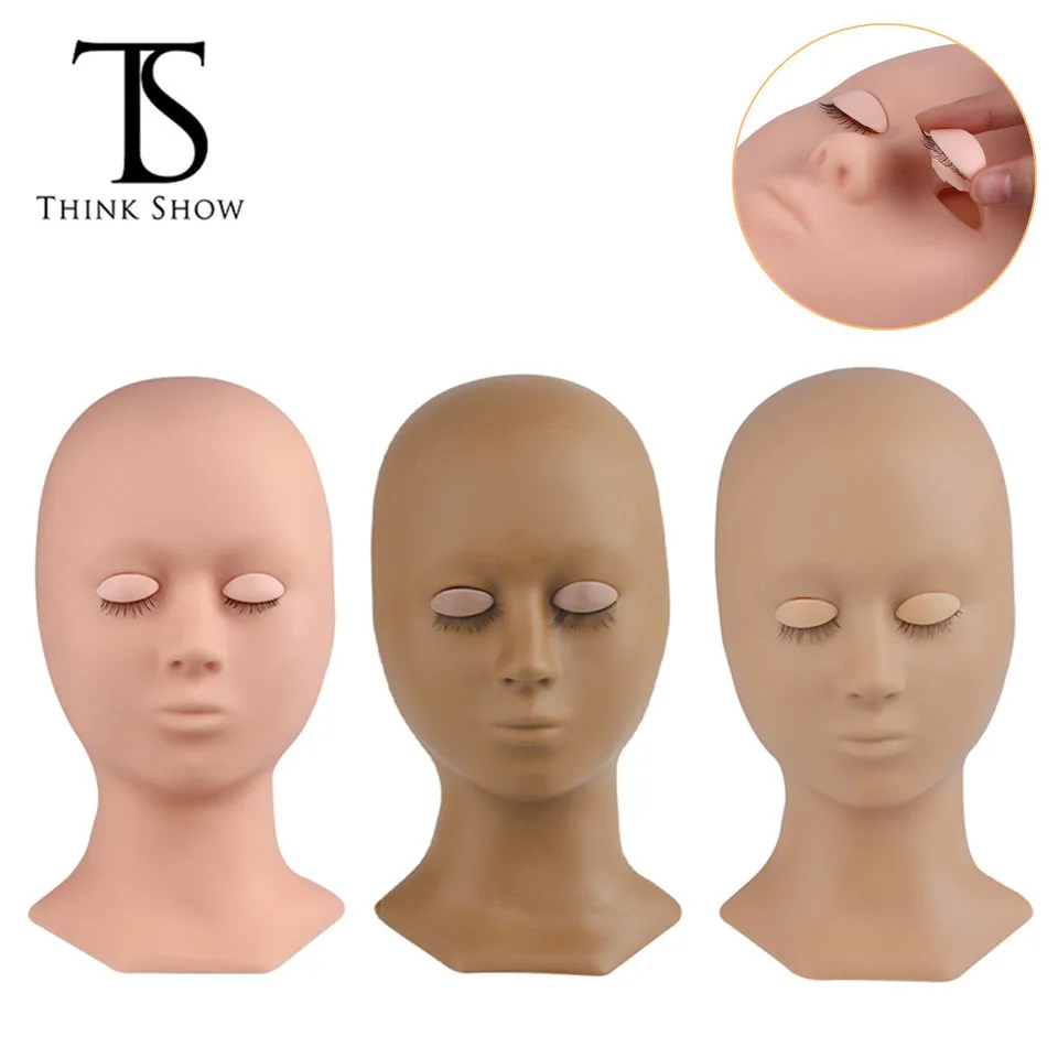 

Soft Silicone Training Head for Individual Eyelash Extension Practice Eyelashes Kit Mannequin Head/Face with Eyelids Makeup Tool