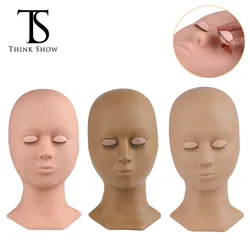 Soft Silicone Training Head for Individual Eyelash Extension Practice Eyelashes Kit Mannequin Head/Face with Eyelids Makeup Tool