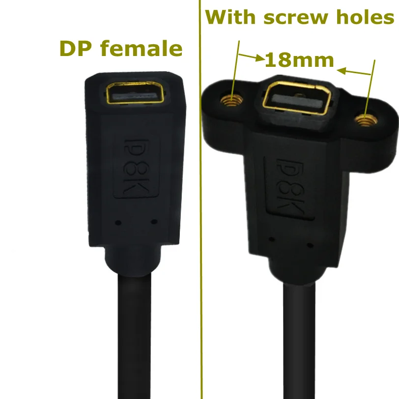 Laptops 8K@60HZ / 4K@144HZ / 2K@165Hz Elbow Mini DisplayPor Revolution Mini DP Female With Fixed Screw Hole Test Extension Cable