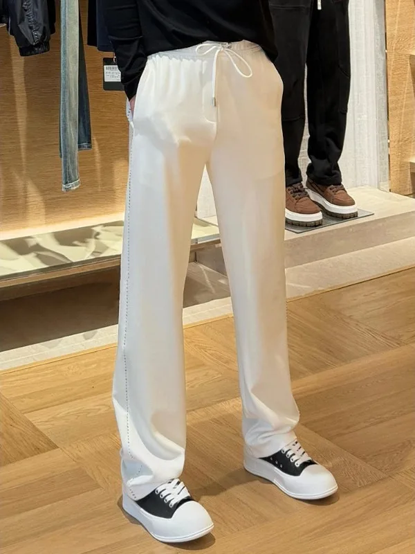 

Spring 2026 Men's Casual Sports Loose Fit Straight Leg Pants Simple Splicing Design Comfortable Lightweight Luxury Trousers