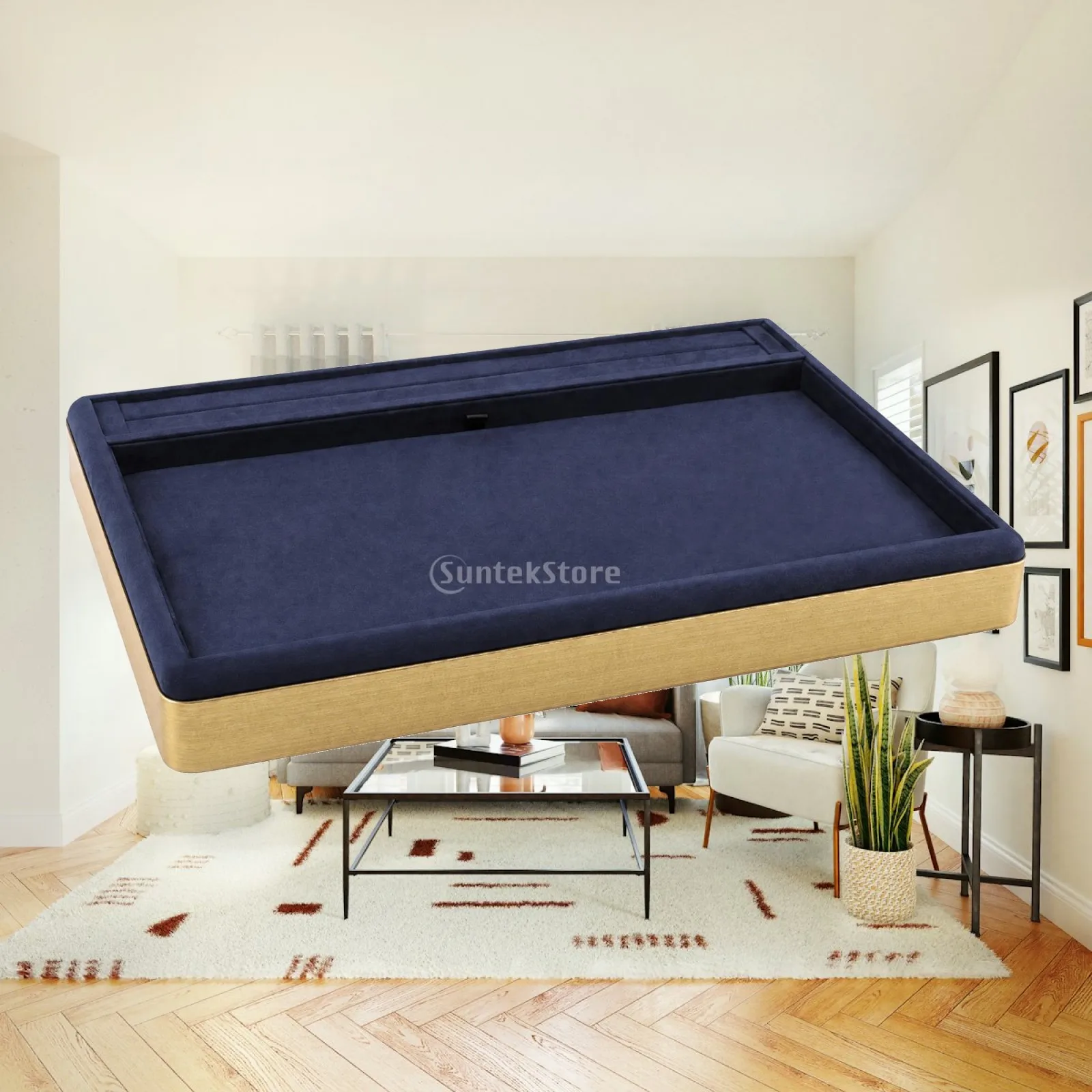 Rectangular Jewelry Tray Organizer for Retail Display Microfiber Leather Case with Raised Edges for Pendant Storage