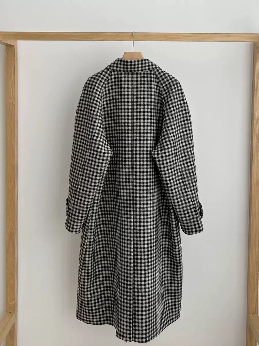 PREON Cappotto lungo di lana abbottonato con risvolto scozzese nuovo inverno vintage Cappotto da donna con bottoni singoli di media lunghezza in misto lana vestibilità ampia