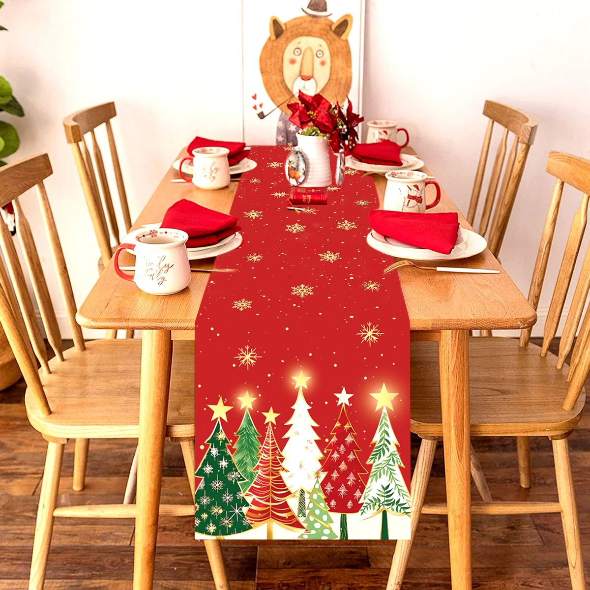 Christmas Table Runner Merry Christmas Decoration for Home Xmas Party Decor 2025 Navidad Notal Noel Ornament Happy New Year 2026