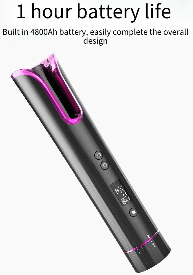 Household wireless hairdressing LCD digital display portable USB charging automatic curling iron manufacturer