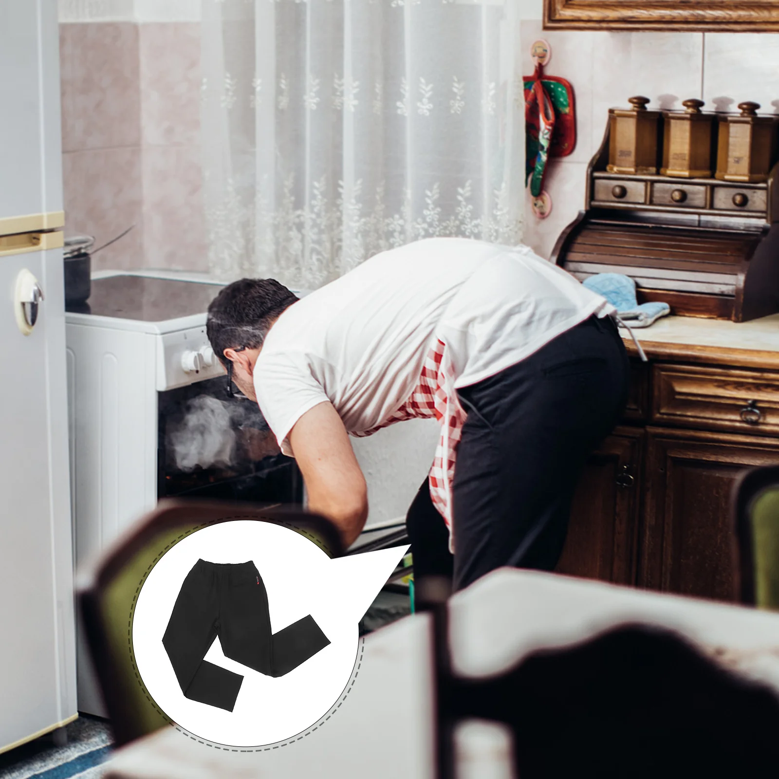 Chef negro para hombres, pantalones Cargo de trabajo de cocina de algodón transpirable, cintura con cordón, ropa de trabajo culinaria para hombres, pantalones de uniforme