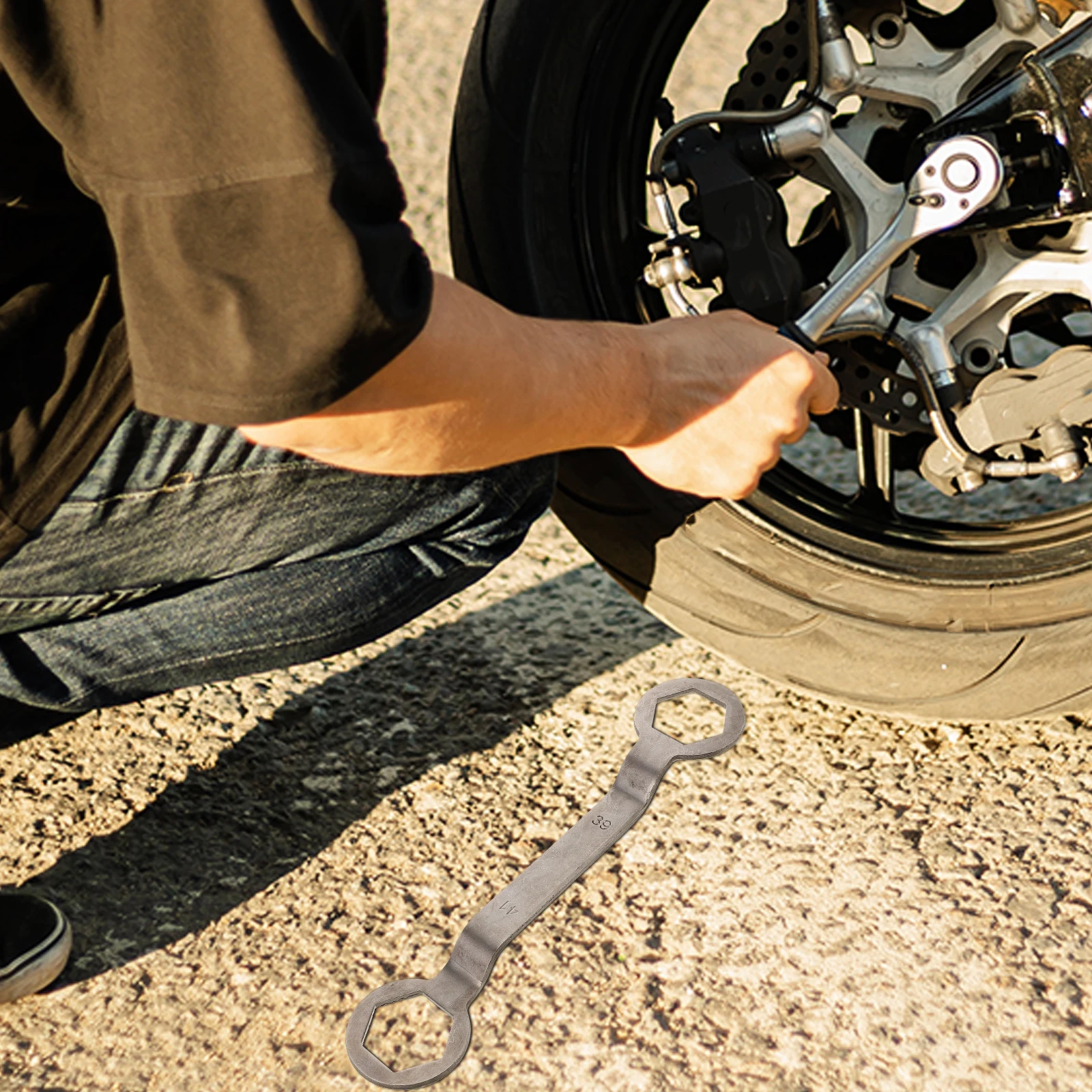 

Scooter Motorcycle Wrench Tool Double End Ratcheting Repair Spanner 39 41mm Gy6125 Clutch Pulley Disassembly Durable Metal