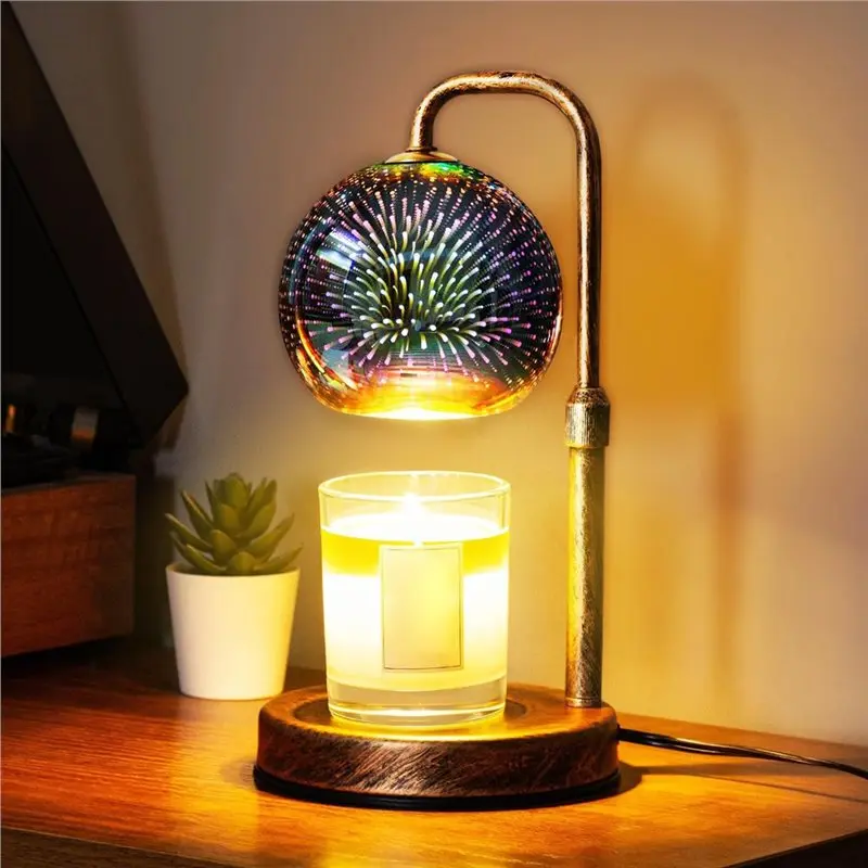 2025 Trend Candle Warmer Lamp With Timer,3D Glass Globe,Dimmable Height Adjustable Wax Melter For Scented Jar Candles US Plug