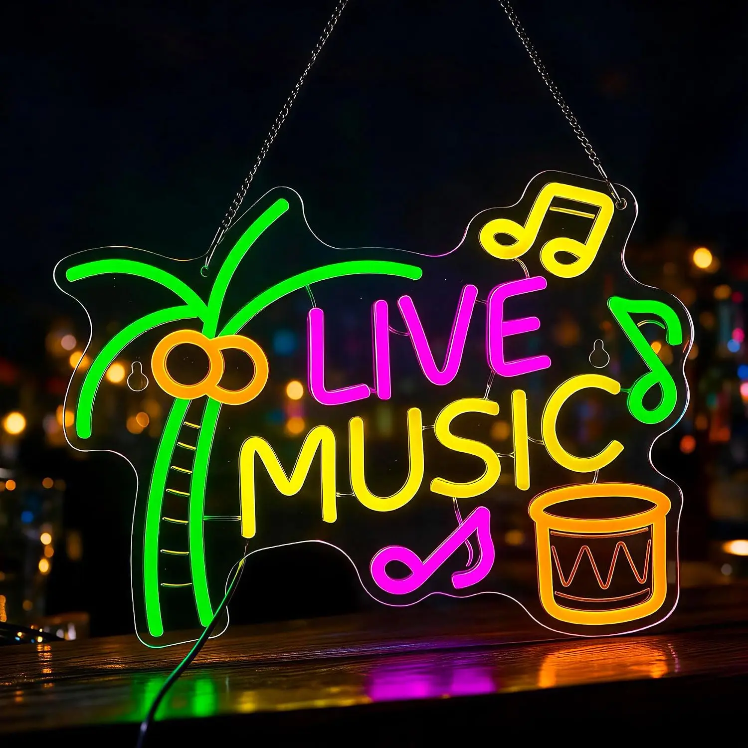 Live Music LED Neon Sign USB Powered Neon Light For Bar Pub Club Beach Themed Party Home Wall Hanging Music Theme Art Decor Gift