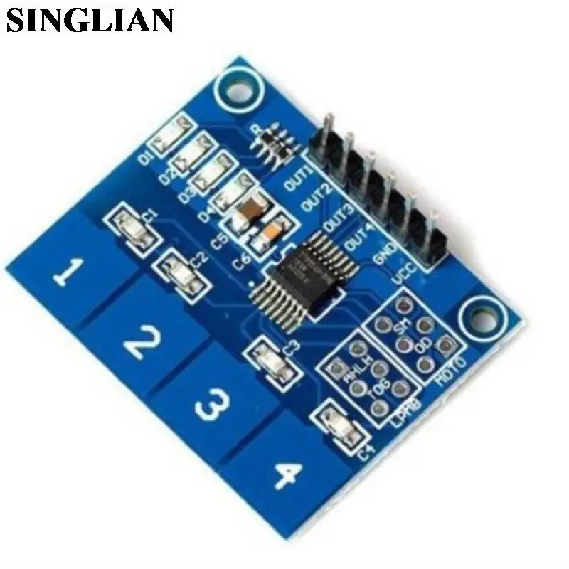 TTP224 4-Canal Digital Sensor de Toque Capacitivo Módulo Interruptor de Toque Módulo